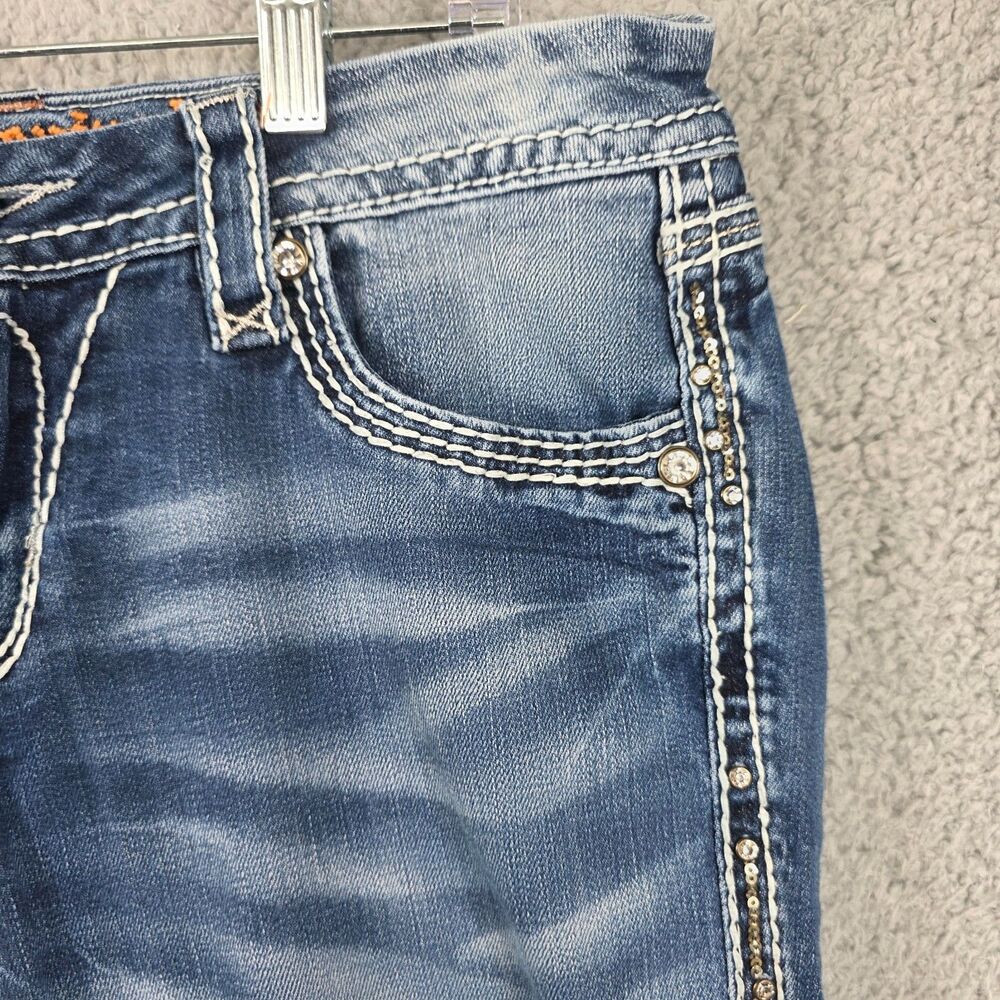 ROCK REVIVAL Women's Kai Easy Boot Distressed Dark Wash Jeans Size 29 - Picture 4 of 14